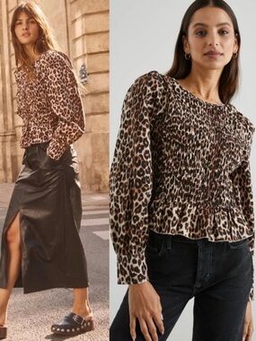 Rails Tabi Top Print Smocked Peplum Nala